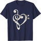 Heart Bass Clef Musical Note Shirt T-Shirt - T-Shirt | Navy