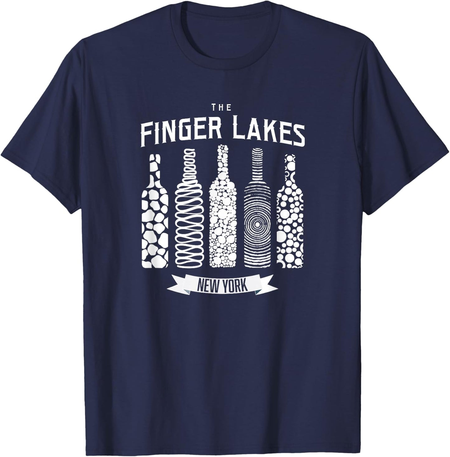 The Finger Lakes Wine Bottle Winery New York Shirt T-Shirt - T-Shirt | Navy