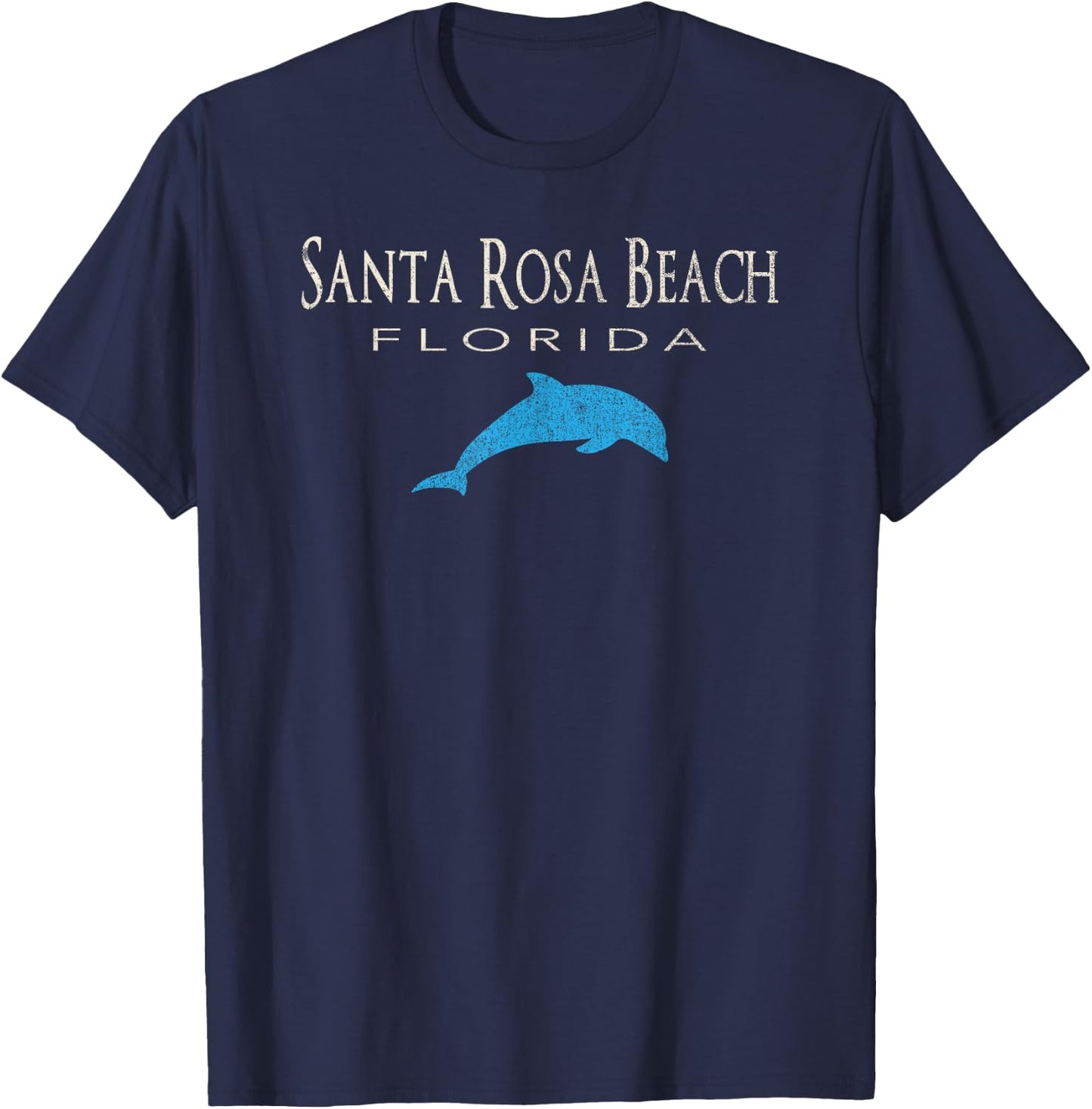 Vintage Santa Rosa Beach FL Dolphin T Shirt T-Shirt - T-Shirt | Navy