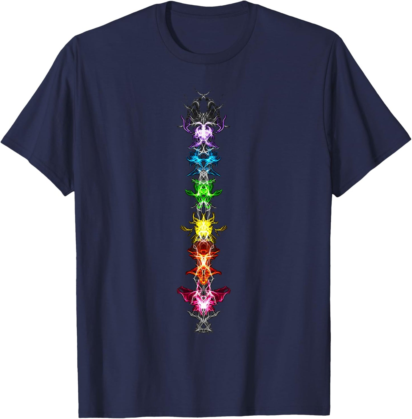 Fractal, Chakra, Buddhism Yoga, Rainbow, Symbol Spirituality T-Shirt - T-Shirt | Navy