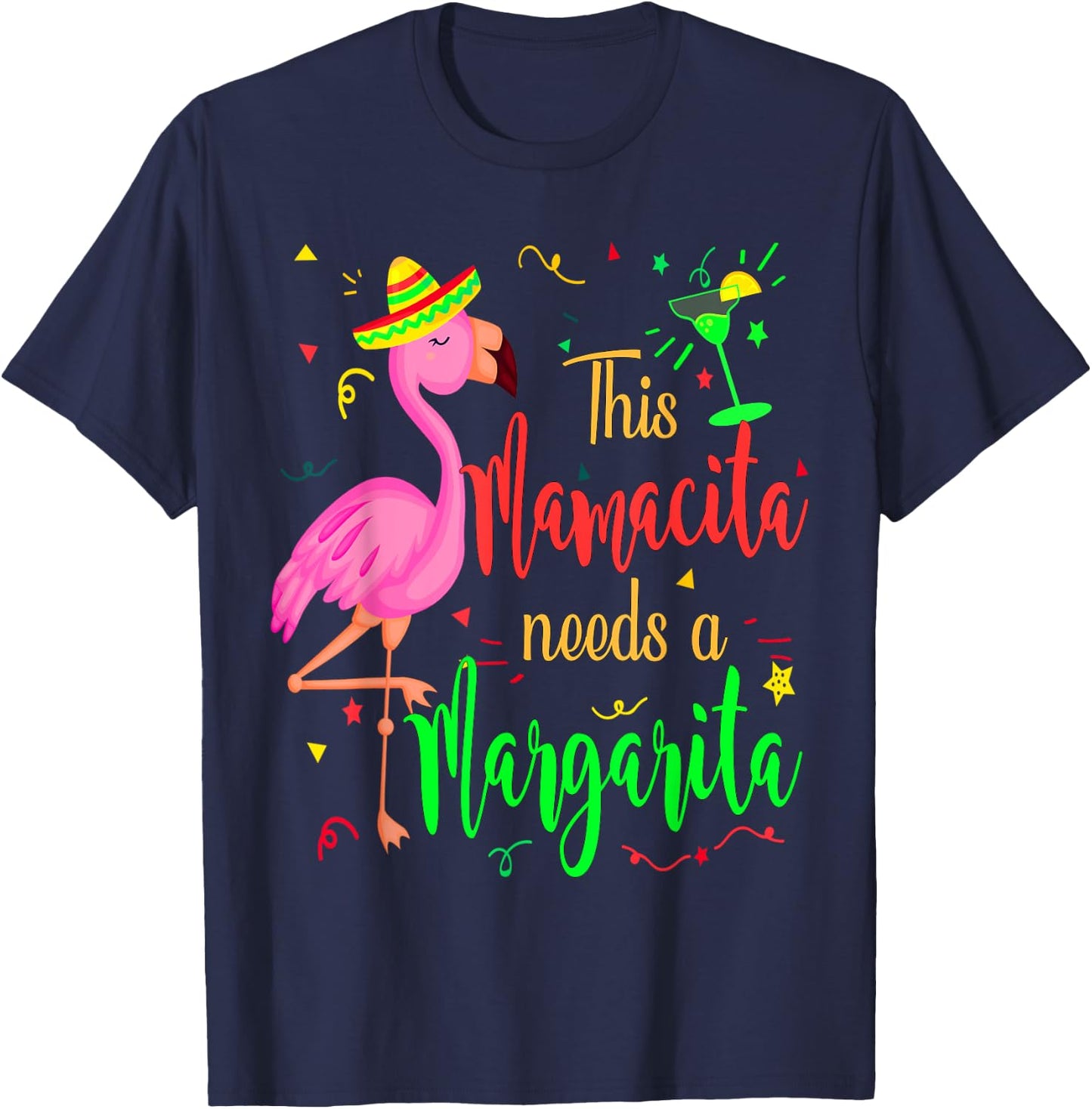 This Mamacita needs a Margarita Shirt Flamingo drinking T-Shirt - T-Shirt | Navy