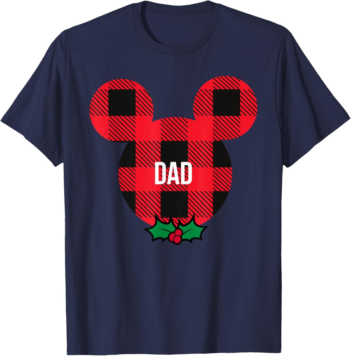 Disney Mickey Mouse Family Matching Holiday Plaid Dad T-Shirt - T-Shirt | Navy