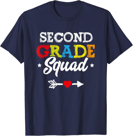 Second Grade Squad Shirt Teacher Student Kids Back To School T-Shirt - T-Shirt | Navy