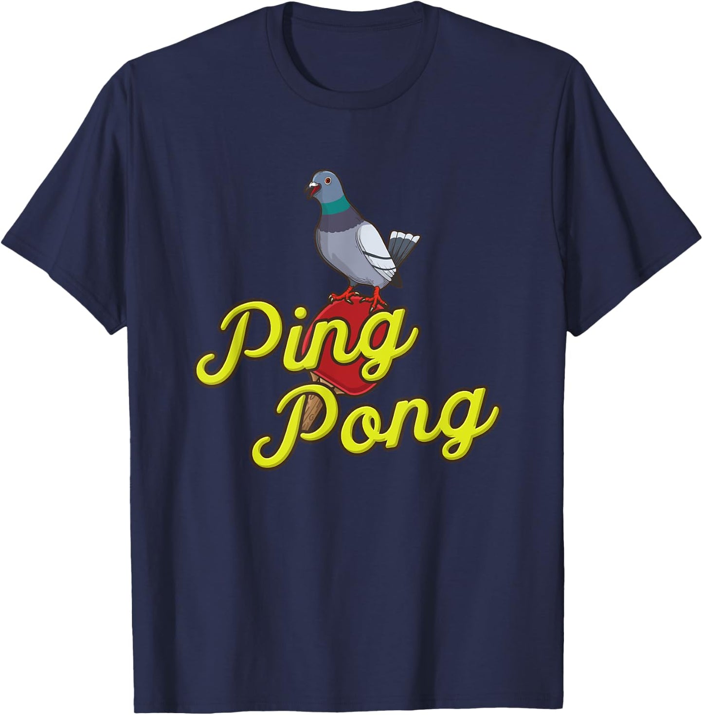 Pigeon & Ping Pong Gift -Adults Black 3XL Table Tennis Pigeon Design T-Shirt - T-Shirt | Navy