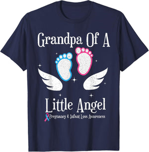 Grandpa Of A Little Angel Pregnancy and Infant Loss T-Shirt - T-Shirt | Navy