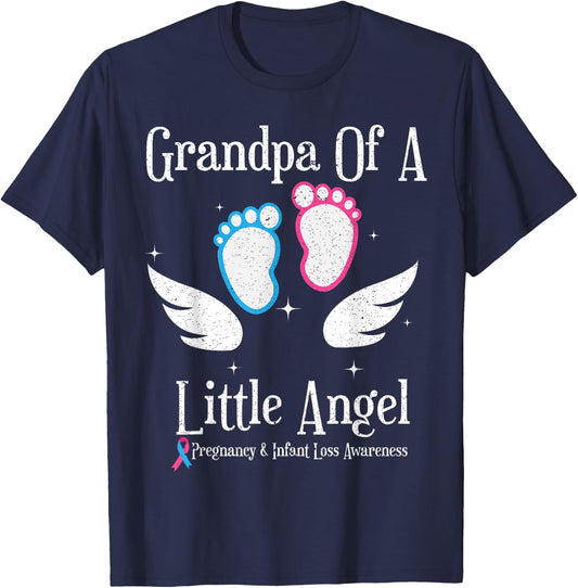 Grandpa Of A Little Angel Pregnancy and Infant Loss T-Shirt - T-Shirt | Navy