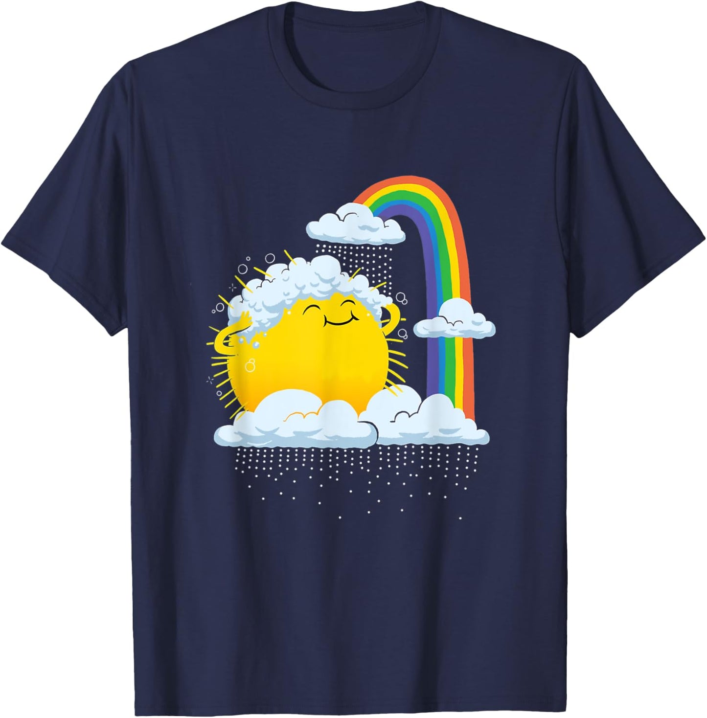 Rainy Day Cute Sun Rainbow T-Shirt - T-Shirt | Navy