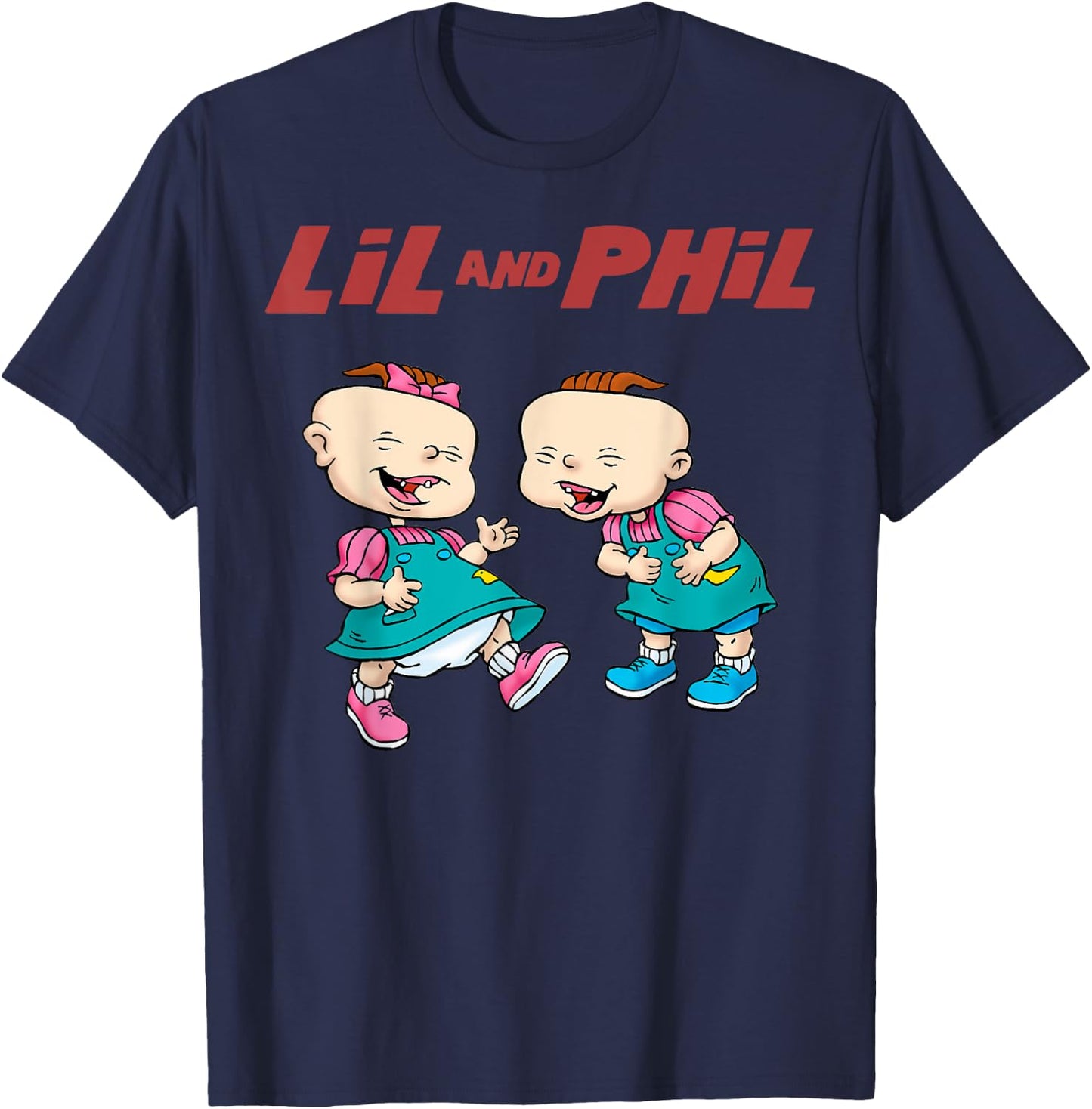 Rugrats Lil And Phil Laughing Poster T-Shirt - T-Shirt | Navy