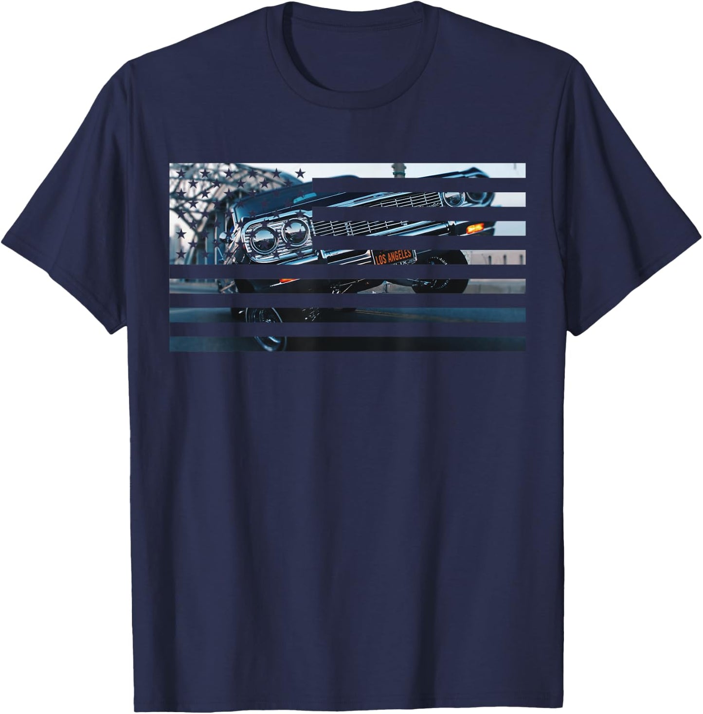 Low Rider Los Angeles American Flag LA USA 4th of July T-Shirt - T-Shirt | Navy
