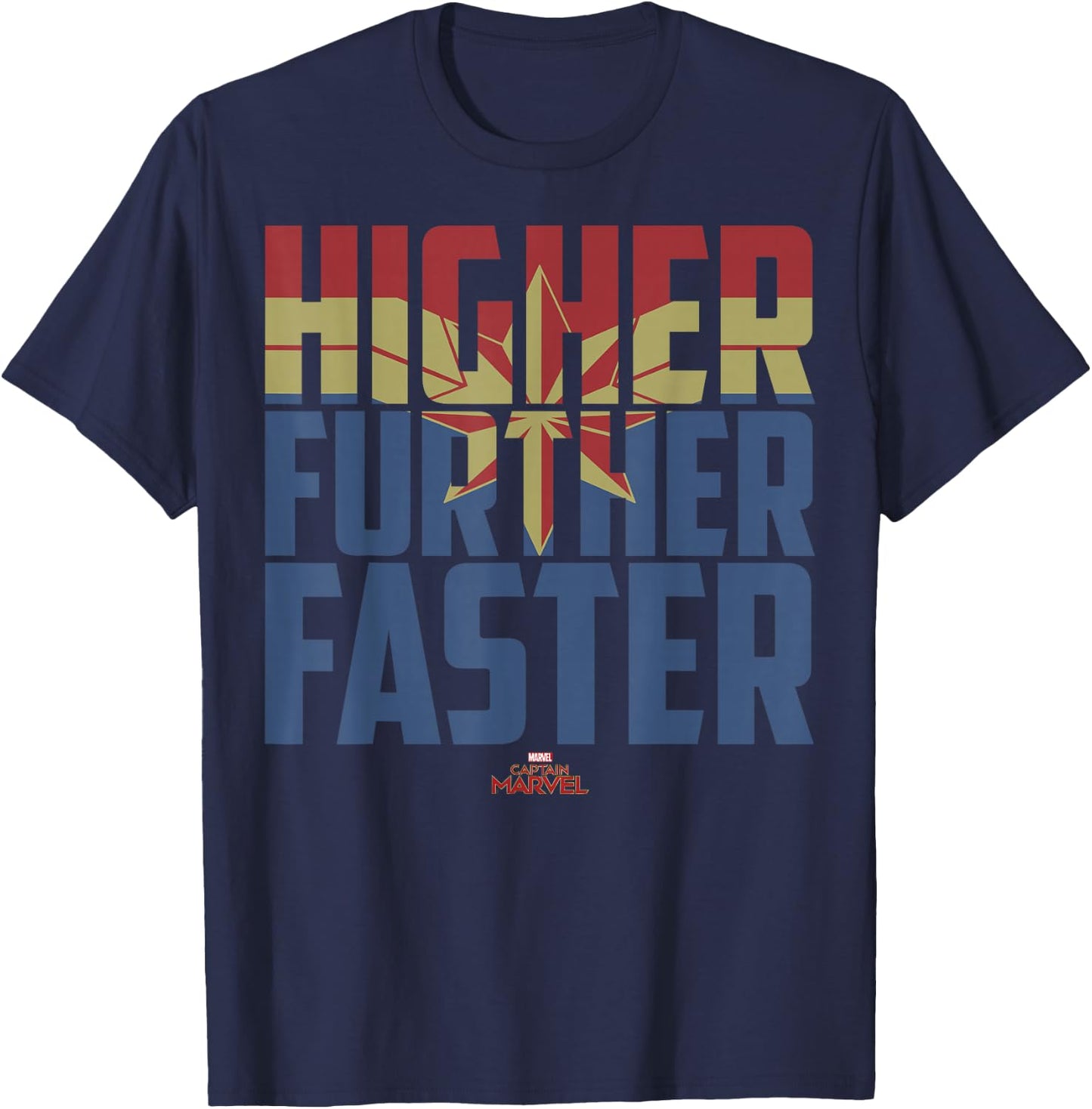 Captain Marvel Movie Higher Further Faster Graphic T-Shirt - T-Shirt | Navy