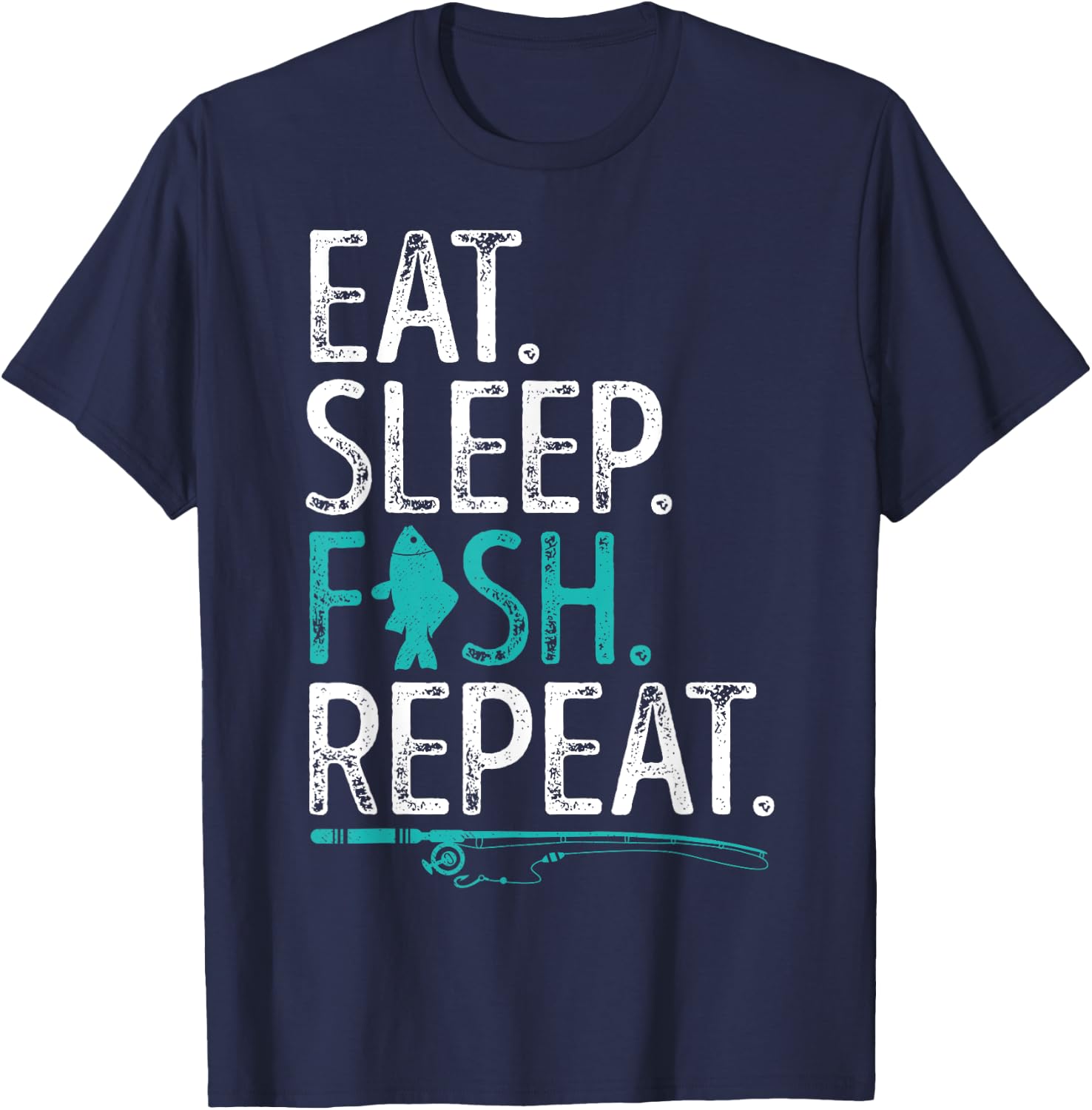 Eat Sleep Fish Repeat T shirt Men Women Kids Fishing Boys T-Shirt - T-Shirt | Navy