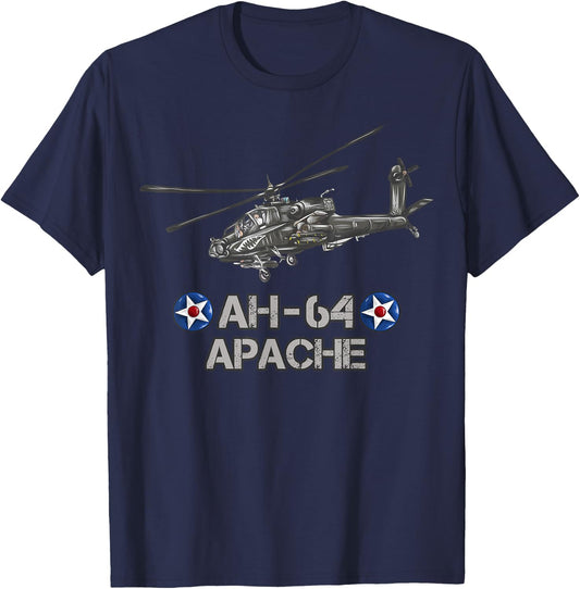 Military Aircraft AH-64 Apache Helicopter Army Aviator gift T-Shirt - T-Shirt | Navy