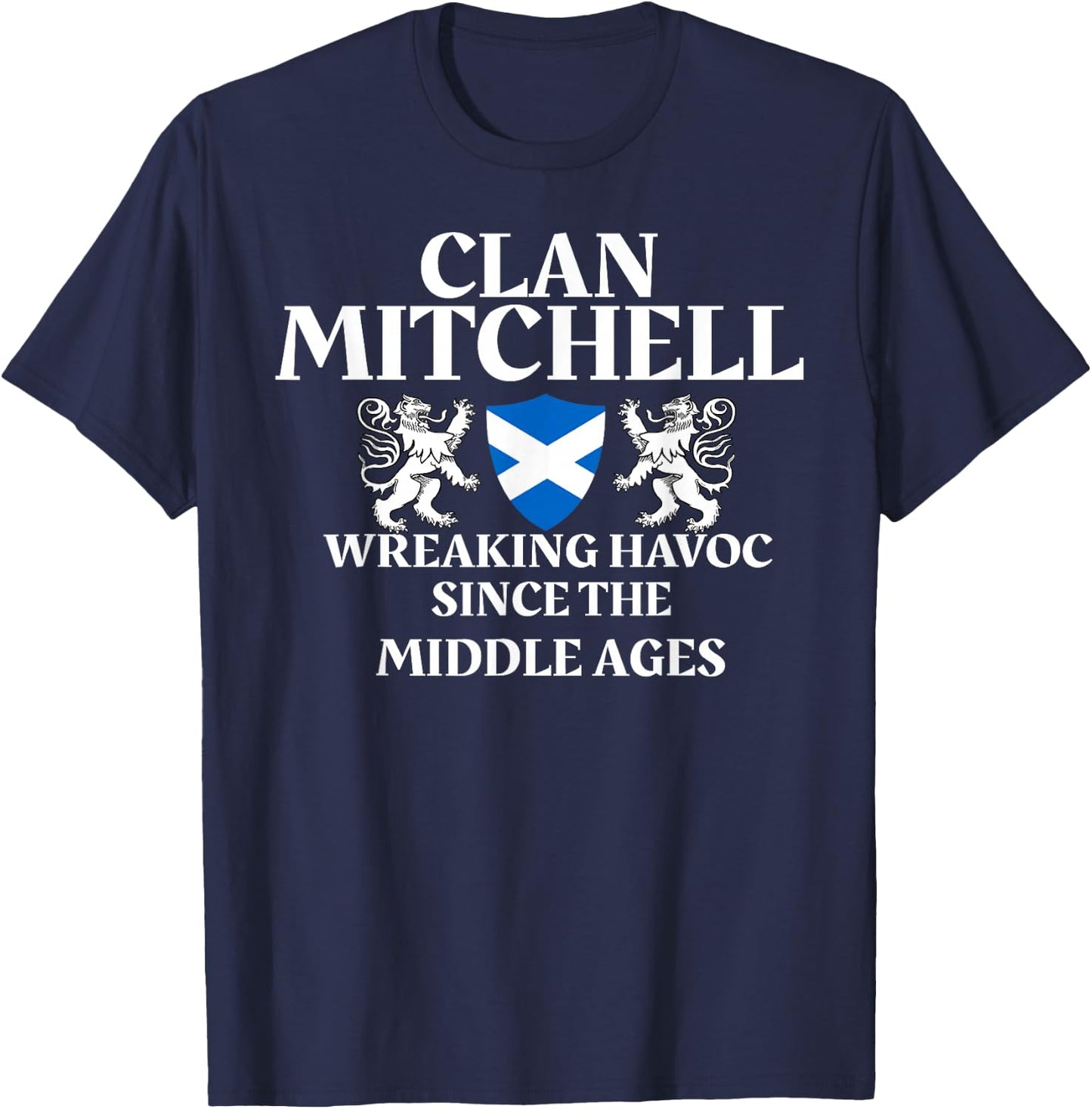 Clan Mitchell Scottish Family Kilt Tartan Lion T-Shirt - T-Shirt | Navy