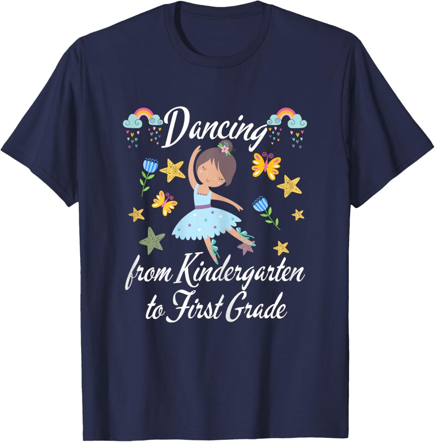 Dancing to First Grade 2026 Ballerina Kindergarten Graduate T-Shirt - T-Shirt | Navy