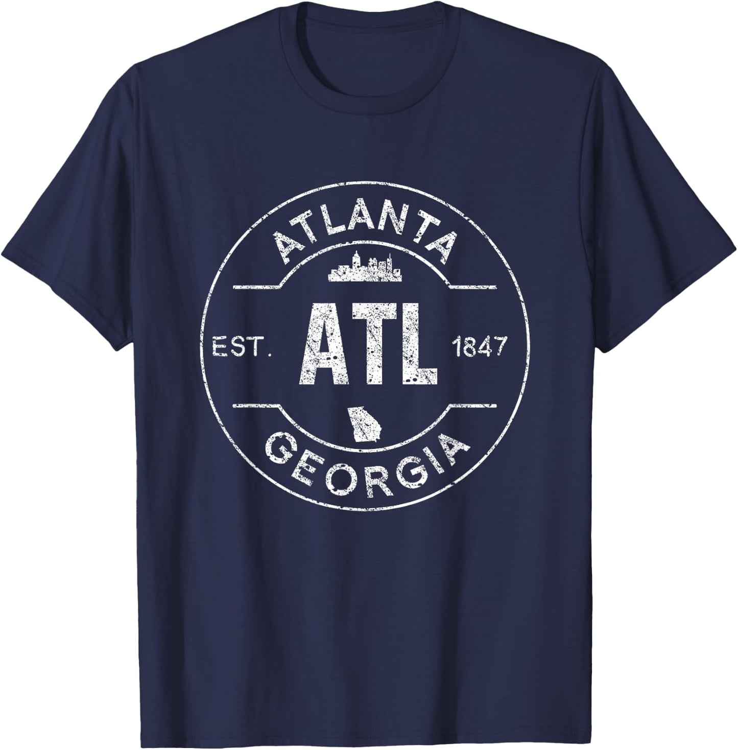 Atlanta Georgia Shirt Sports Old Retro Vintage United T-Shirt - T-Shirt | Navy