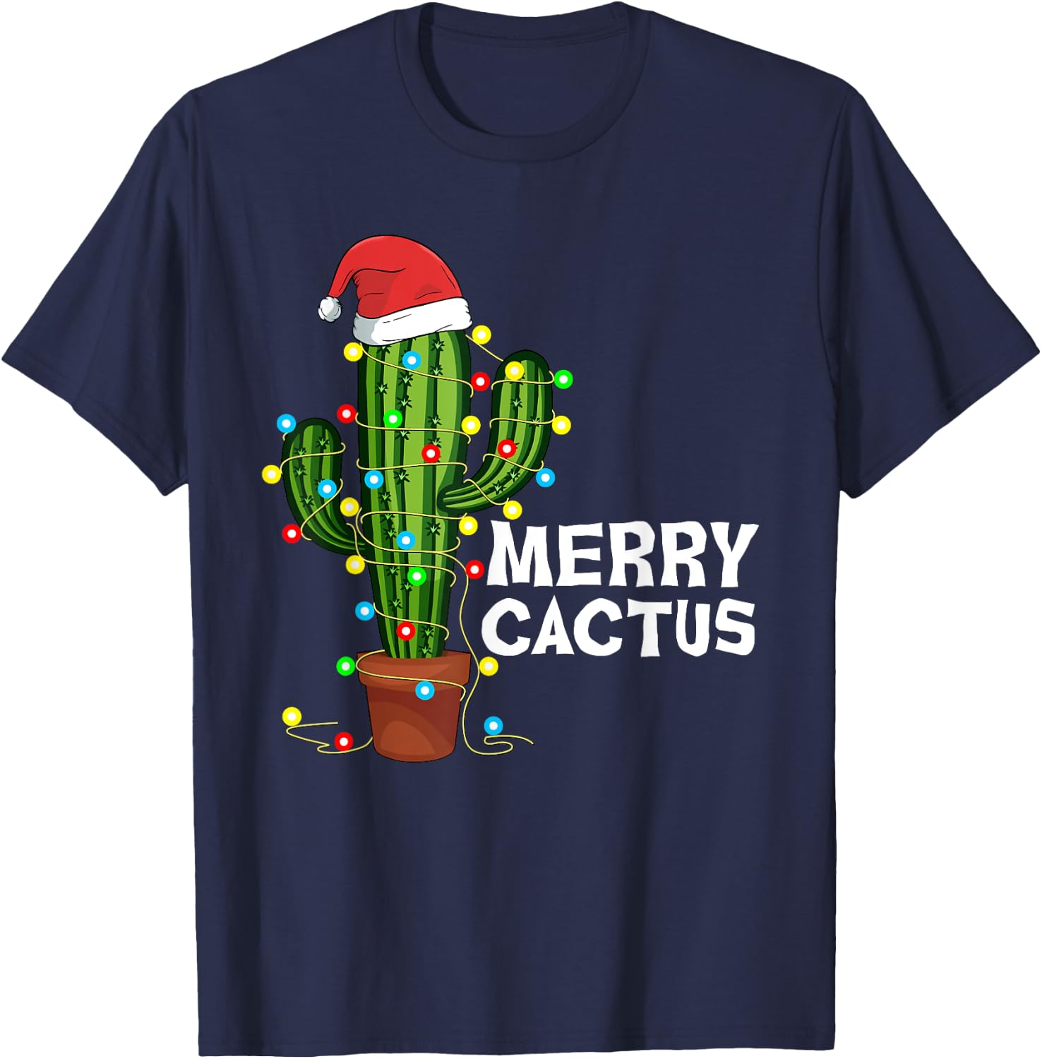 Merry Cactus Christmas Lover Funny Xmas Gift T-Shirt - T-Shirt | Navy