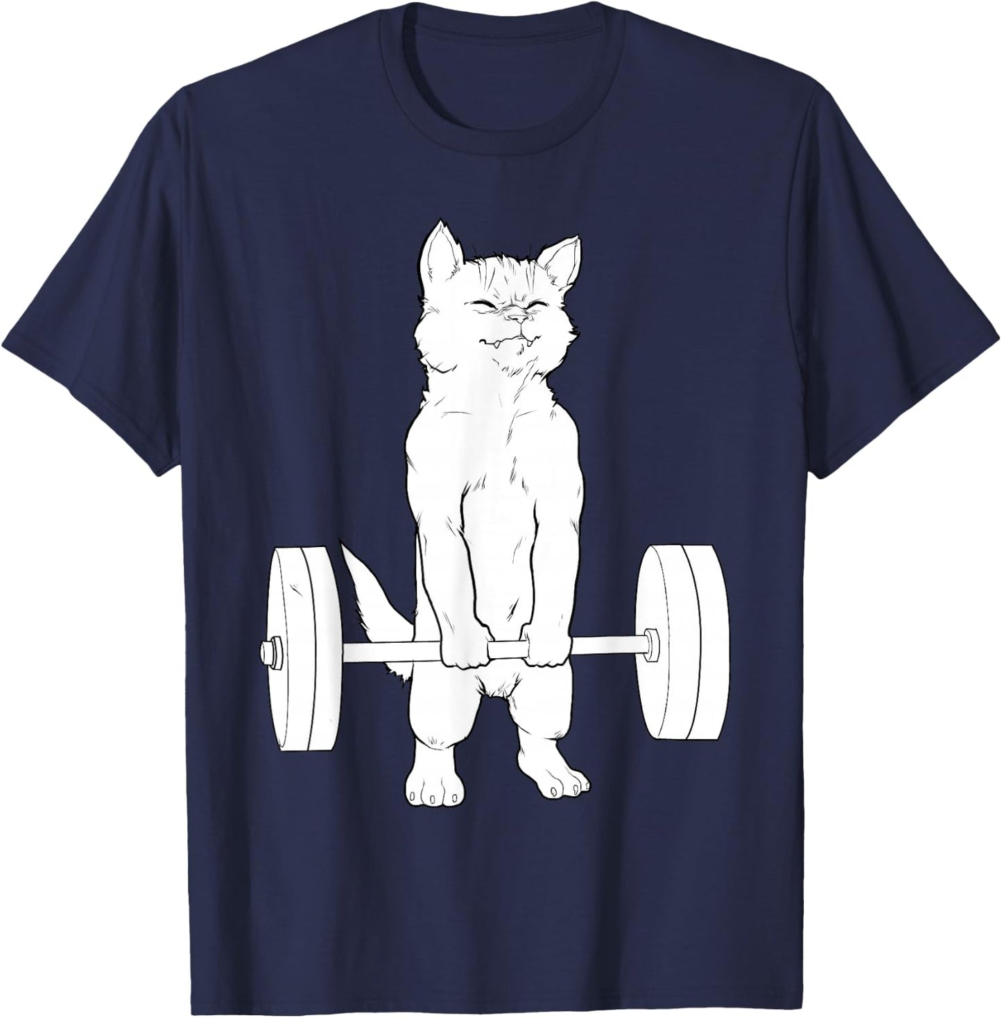 Cat Deadlift Powerlifting T-Shirt - T-Shirt | Navy