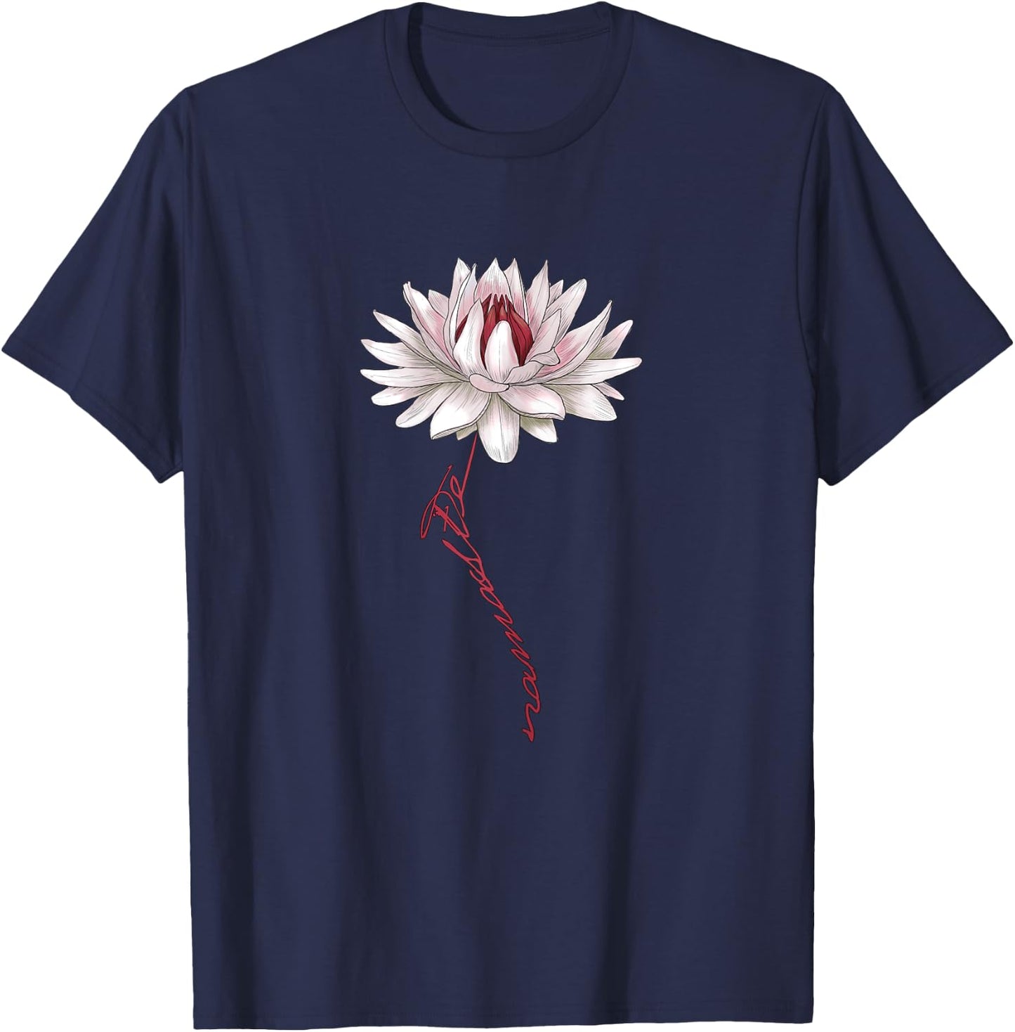 Namaste Spiritual White Water Lily Lotus for Yoga, Fitness T-Shirt - T-Shirt | Navy