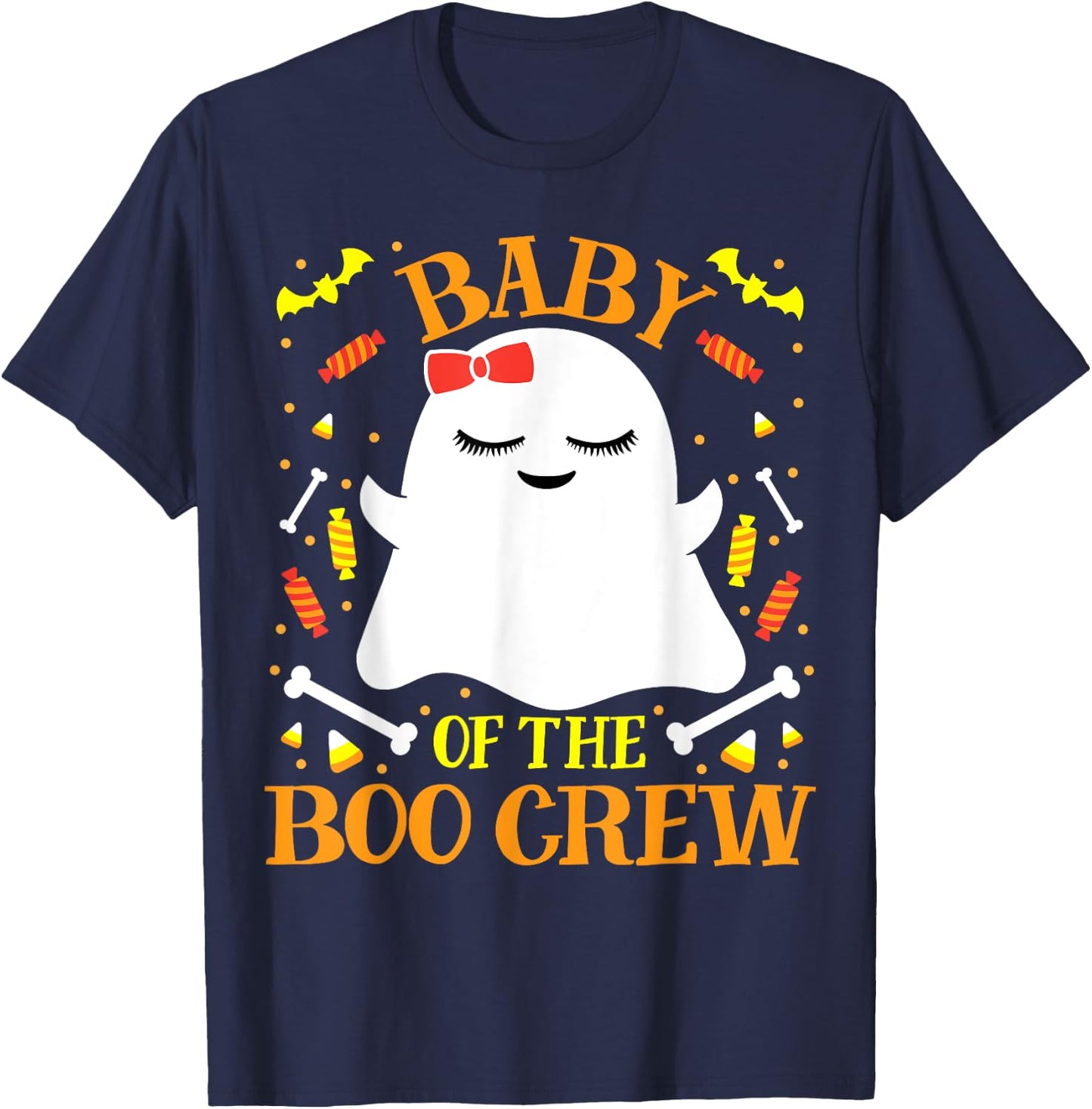 Baby Boo Crew Ghost Matching Family Set Cute Girls Halloween T-Shirt - T-Shirt | Navy