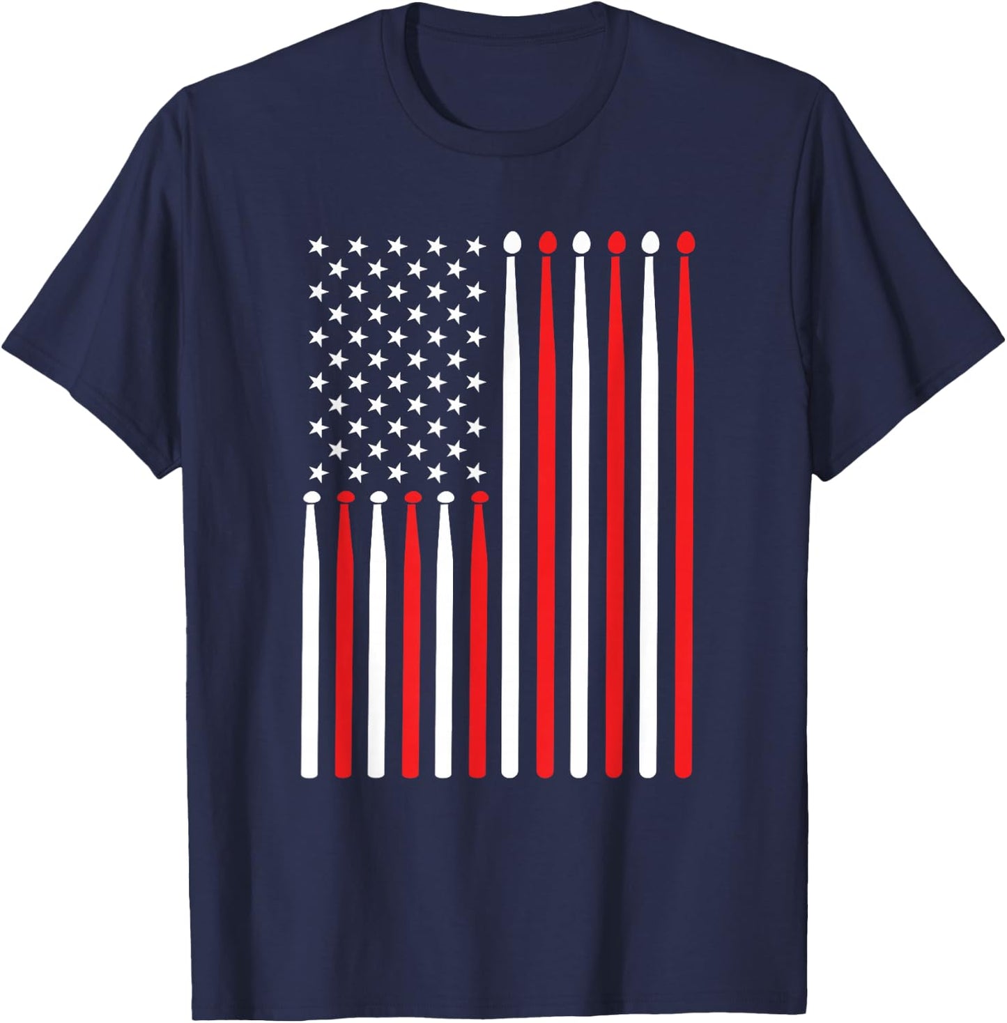 American Flag Drumstick USA Drummer Shirt Musicians Men T-Shirt - T-Shirt | Navy