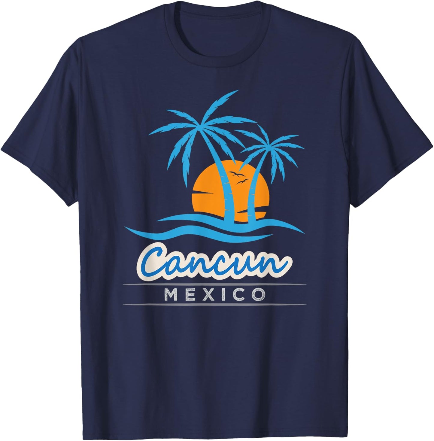 Vintage Retro Summer Vacation Mexico Cancun Beach T-Shirt - T-Shirt | Navy