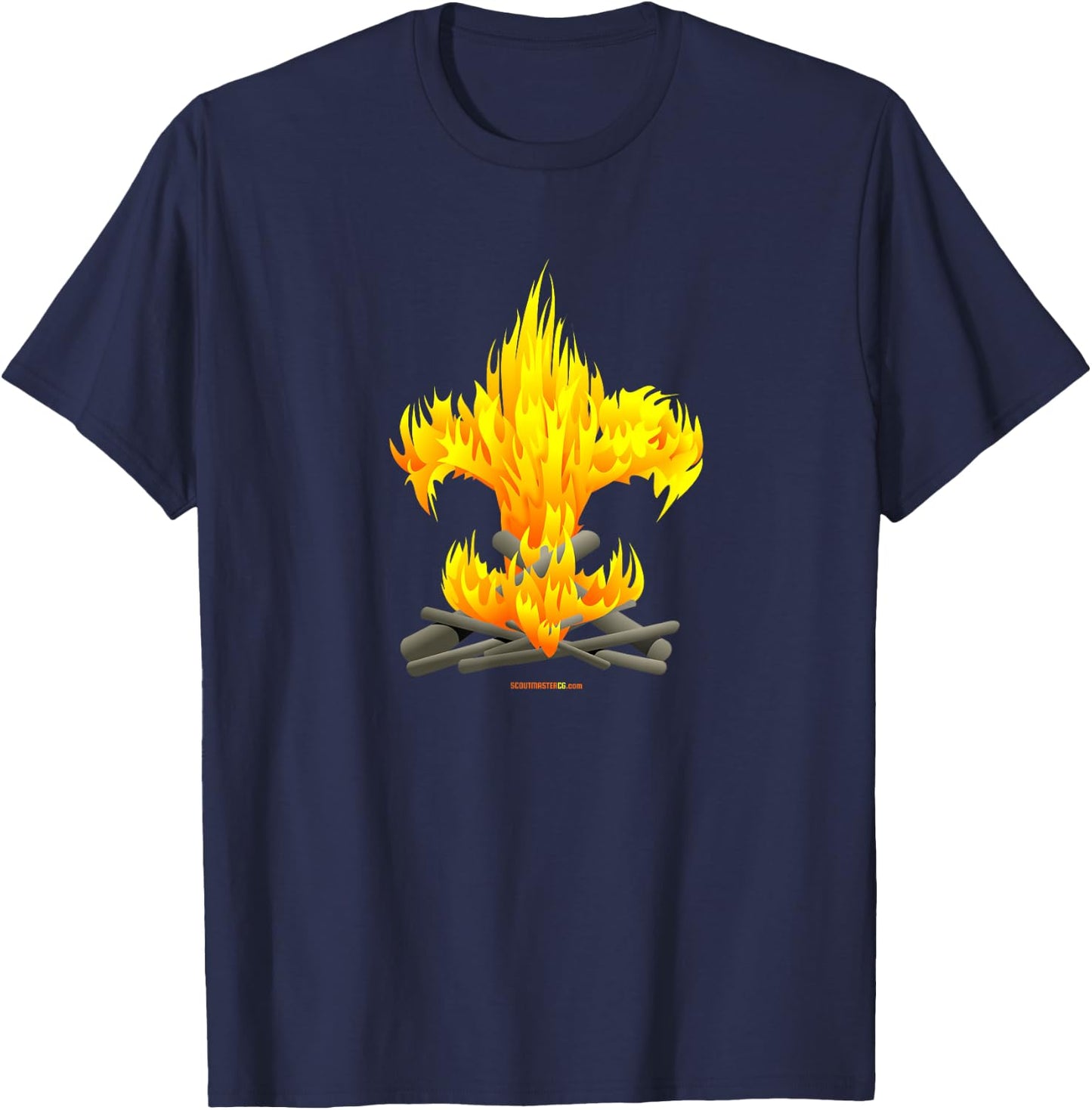 Scout Camp Fire - Original Fleur-de-lis Design T-Shirt - T-Shirt | Navy
