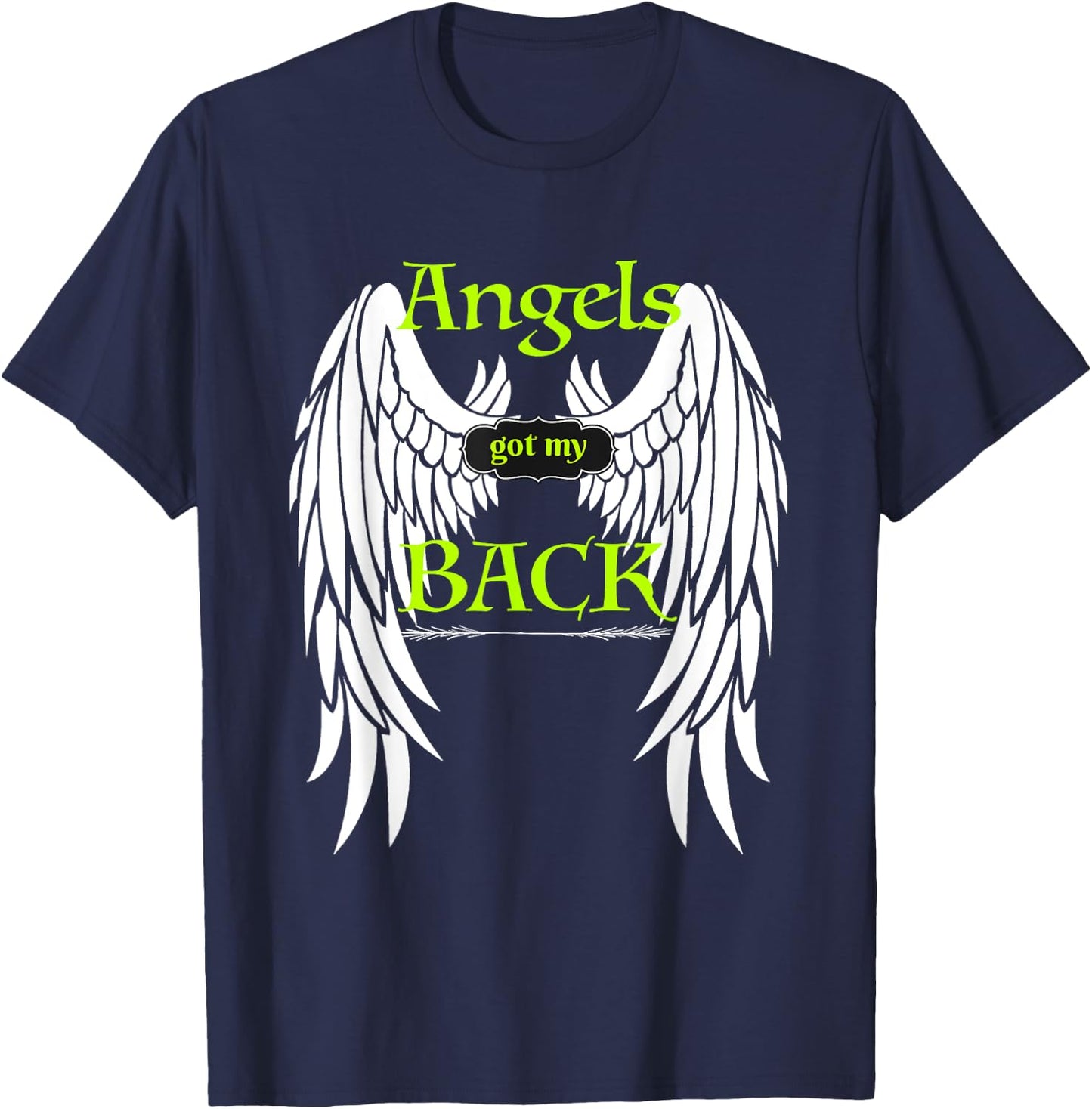Angels Got my Back Inspirational Religious Wings T-Shirt - T-Shirt | Navy