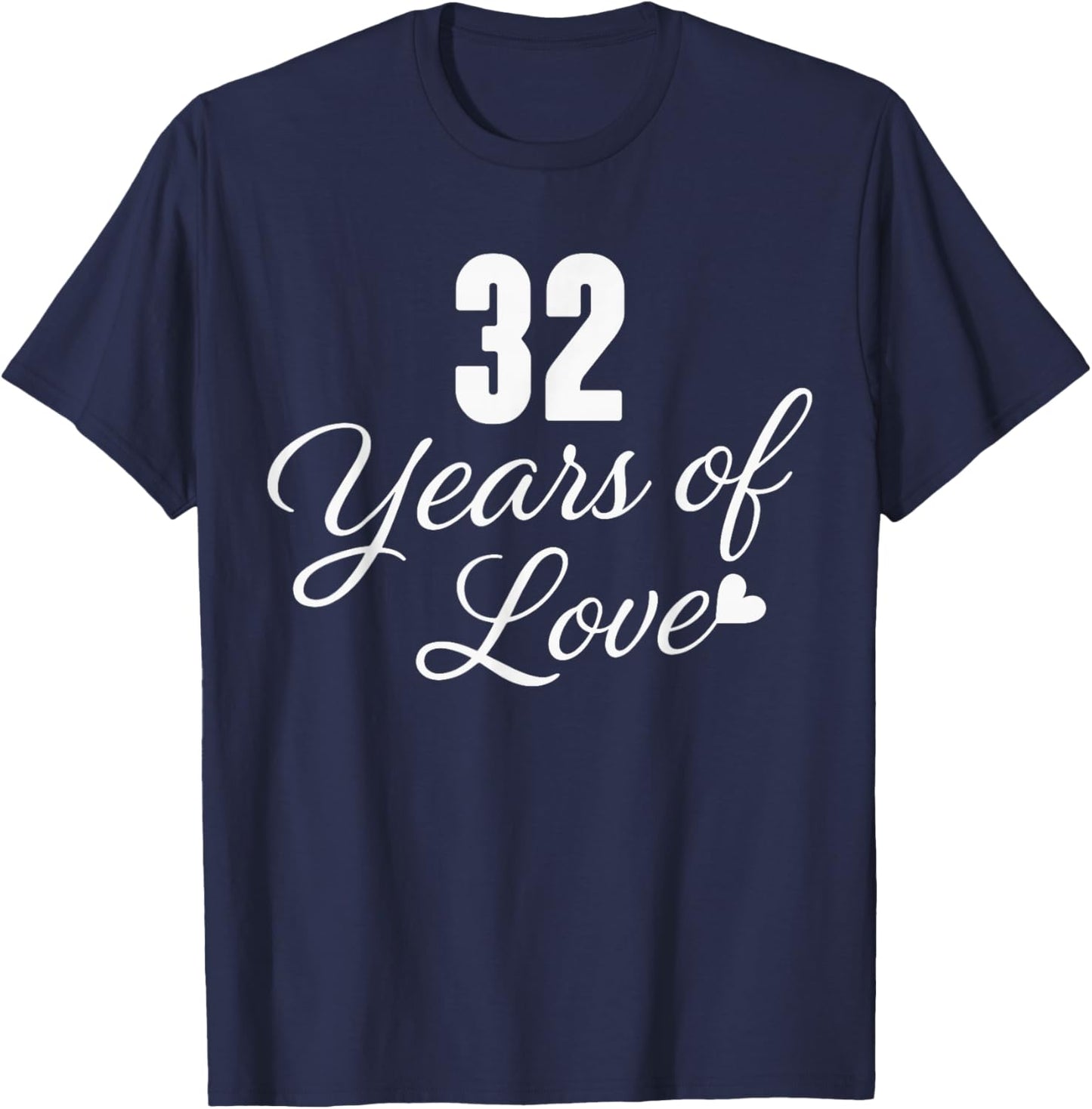 Couples Married 32 Years - Classic 32nd Wedding Anniversary T-Shirt - T-Shirt | Navy