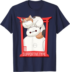 Disney Big Hero 6 TV Series Baymax and Cat Graphic T-Shirt - T-Shirt | Navy