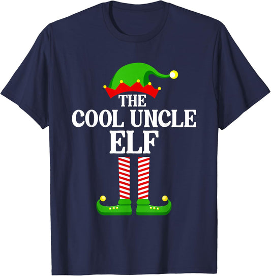 Cool Uncle Elf Family Matching Group Funny Christmas T-Shirt - T-Shirt | Navy