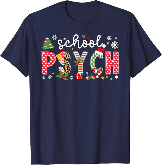 School Psych Christmas School Psychologist Xmas Party T-Shirt - T-Shirt | Navy