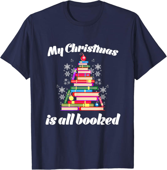My Christmas is all Booked Merry Bookmas for Book Lover T-Shirt - T-Shirt | Navy