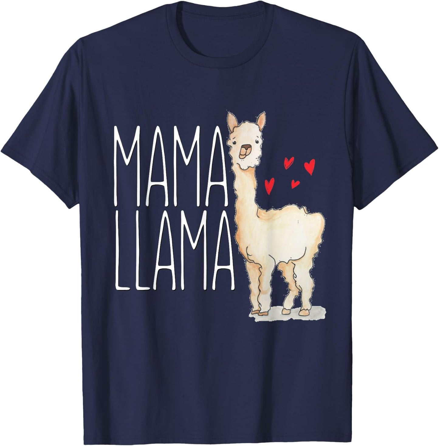 Mama Llama Gift Funny Matching Family Tribe Mom Mommy Mum T-Shirt - T-Shirt | Navy