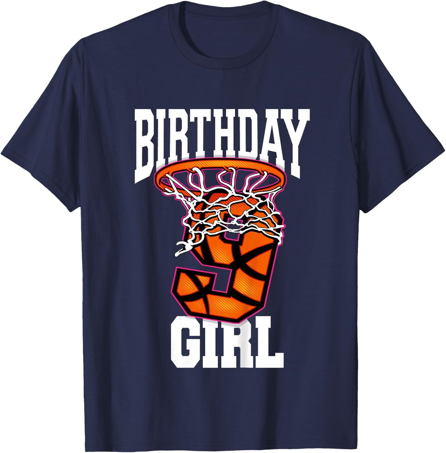 9th Birthday | Basketball For Girl | 9 Years Old T-Shirt - T-Shirt | Navy