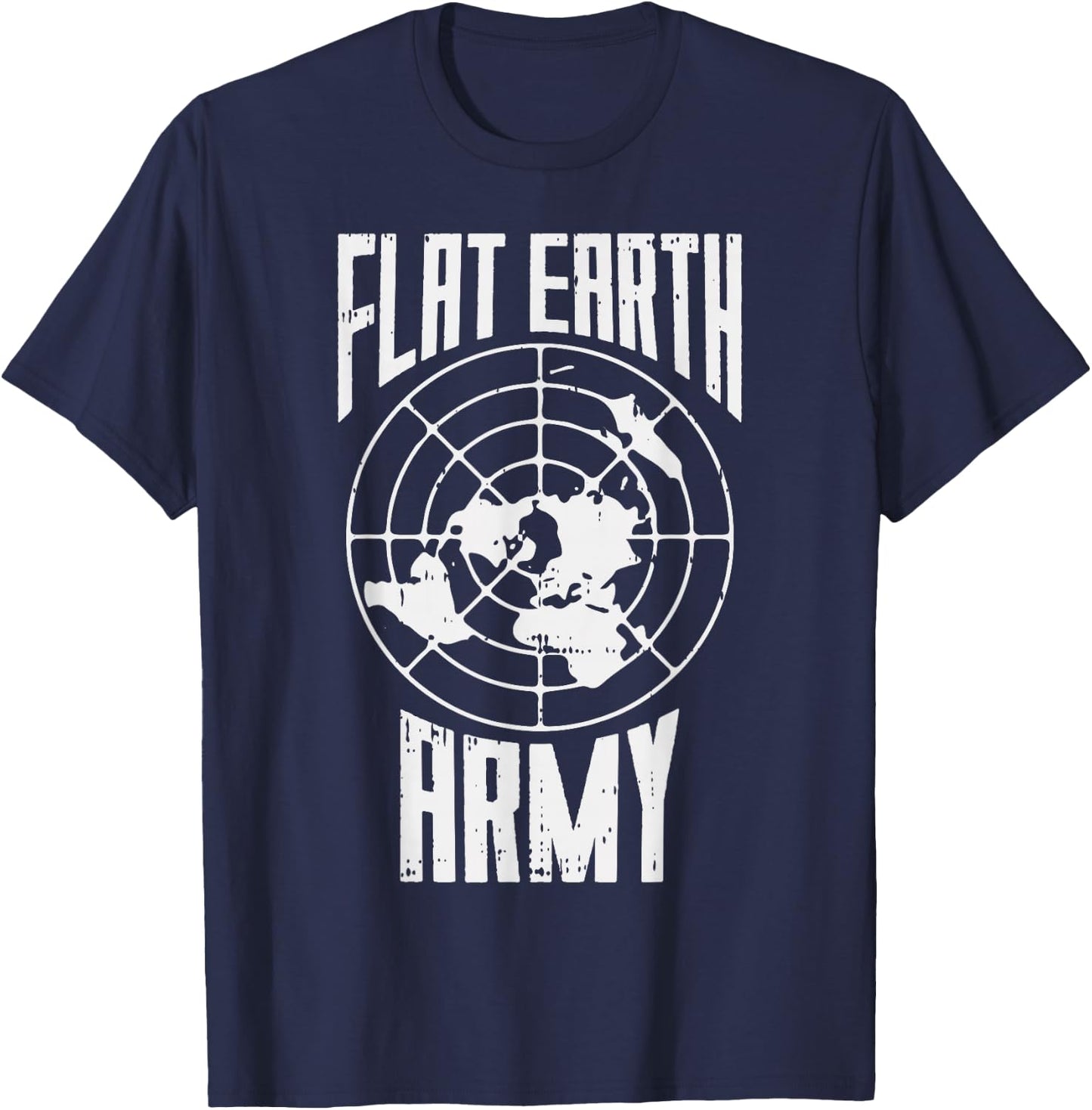 Flat Earth Army Vintage Conspiracy Theory Earthers Gift T-Shirt - T-Shirt | Navy