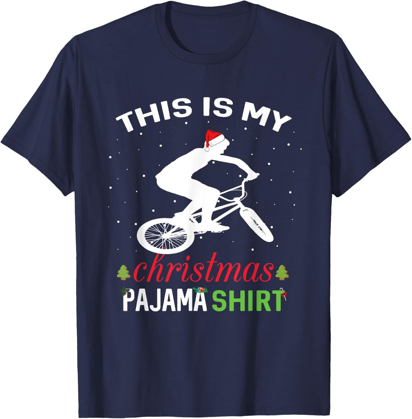 BMX Rider Xmas Gift Family Matching Pajama T-Shirt - T-Shirt | Navy