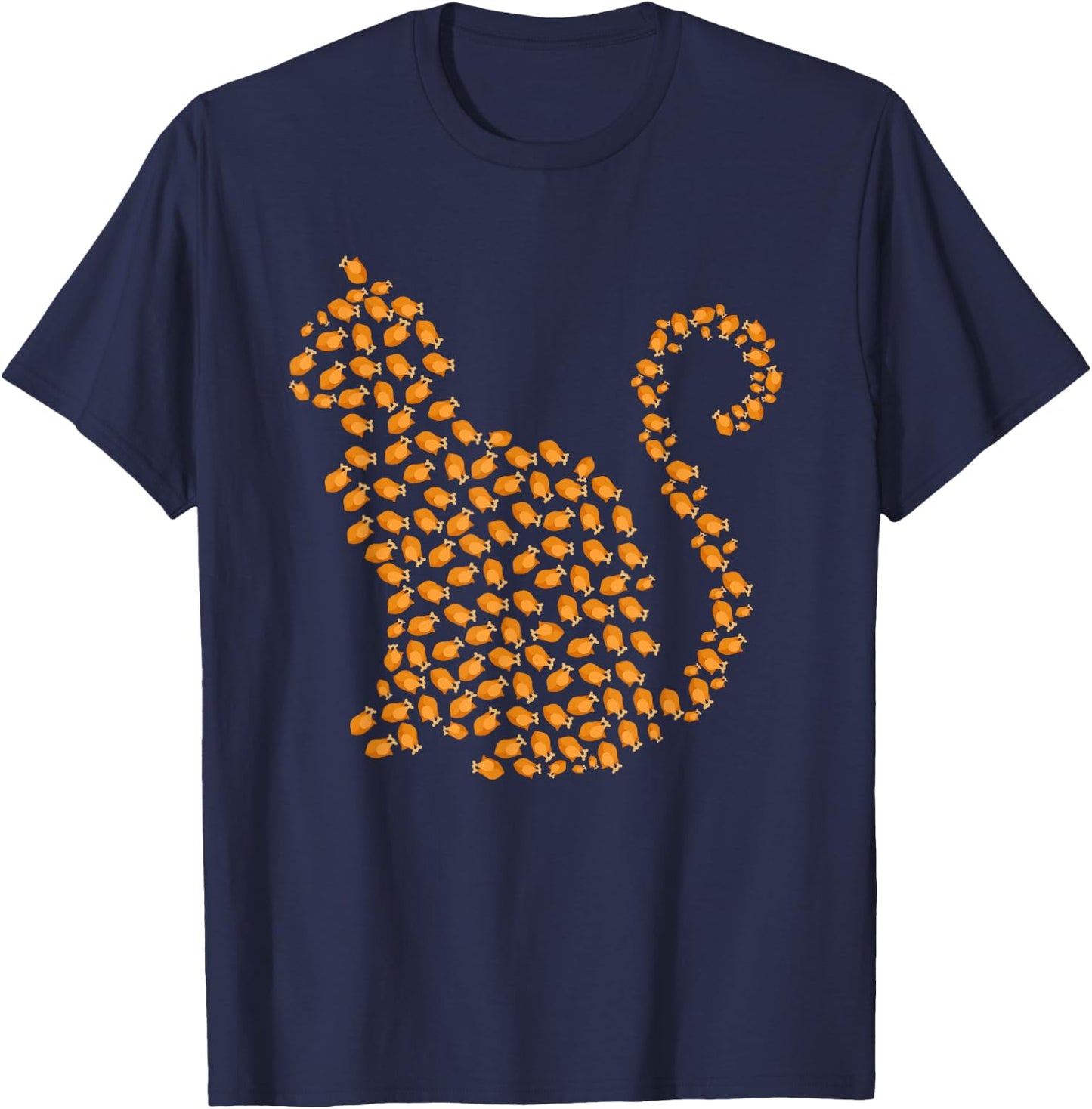 Happy Thanksgiving for Cats Lovers Funny Turkey Cat T-Shirt - T-Shirt | Navy