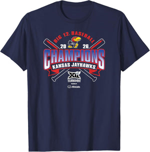 Kansas Jayhawks Big 12 Champs 2026 Baseball T-Shirt - T-Shirt | Navy