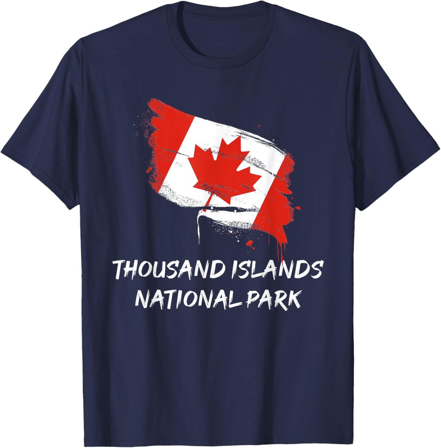 Thousand Island Ontario Canada Splatter Flag Trip Vacation T-Shirt - T-Shirt | Navy