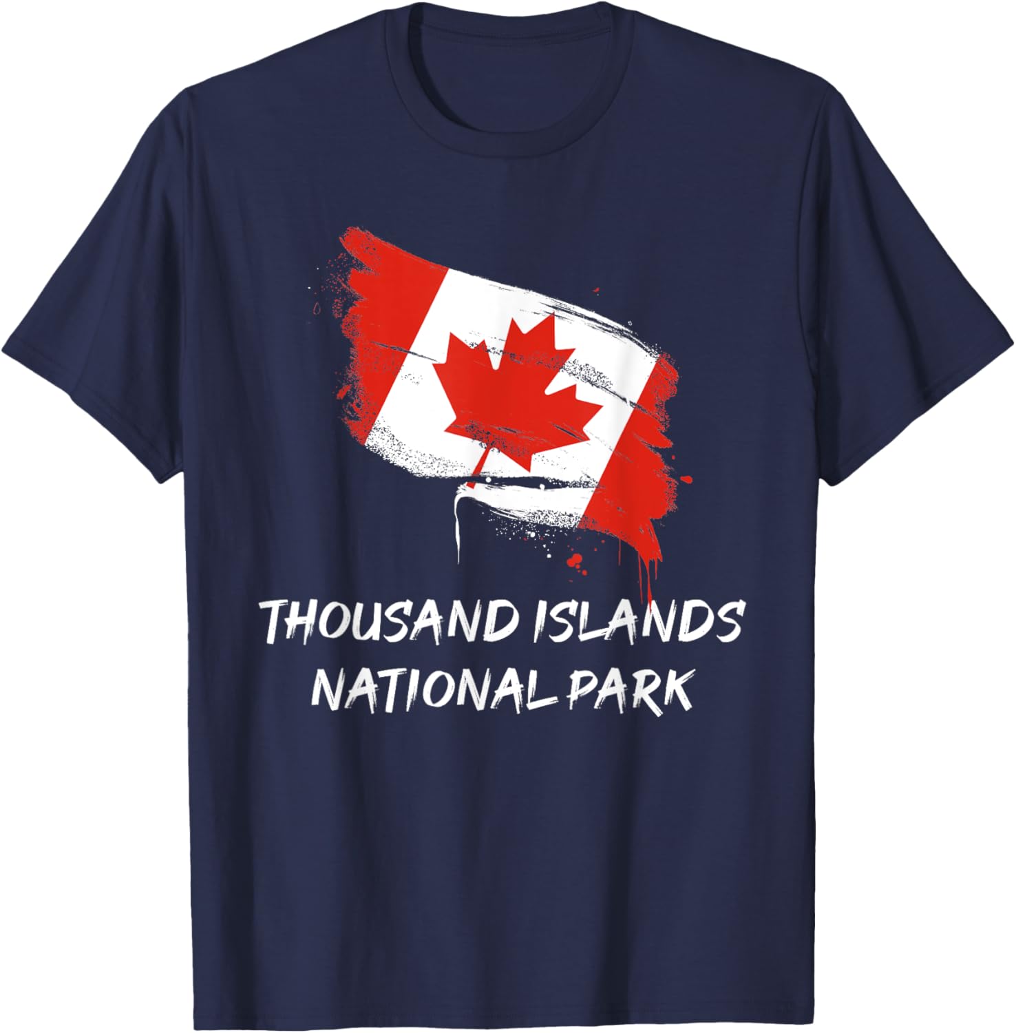 Thousand Island Ontario Canada Splatter Flag Trip Vacation T-Shirt - T-Shirt | Navy