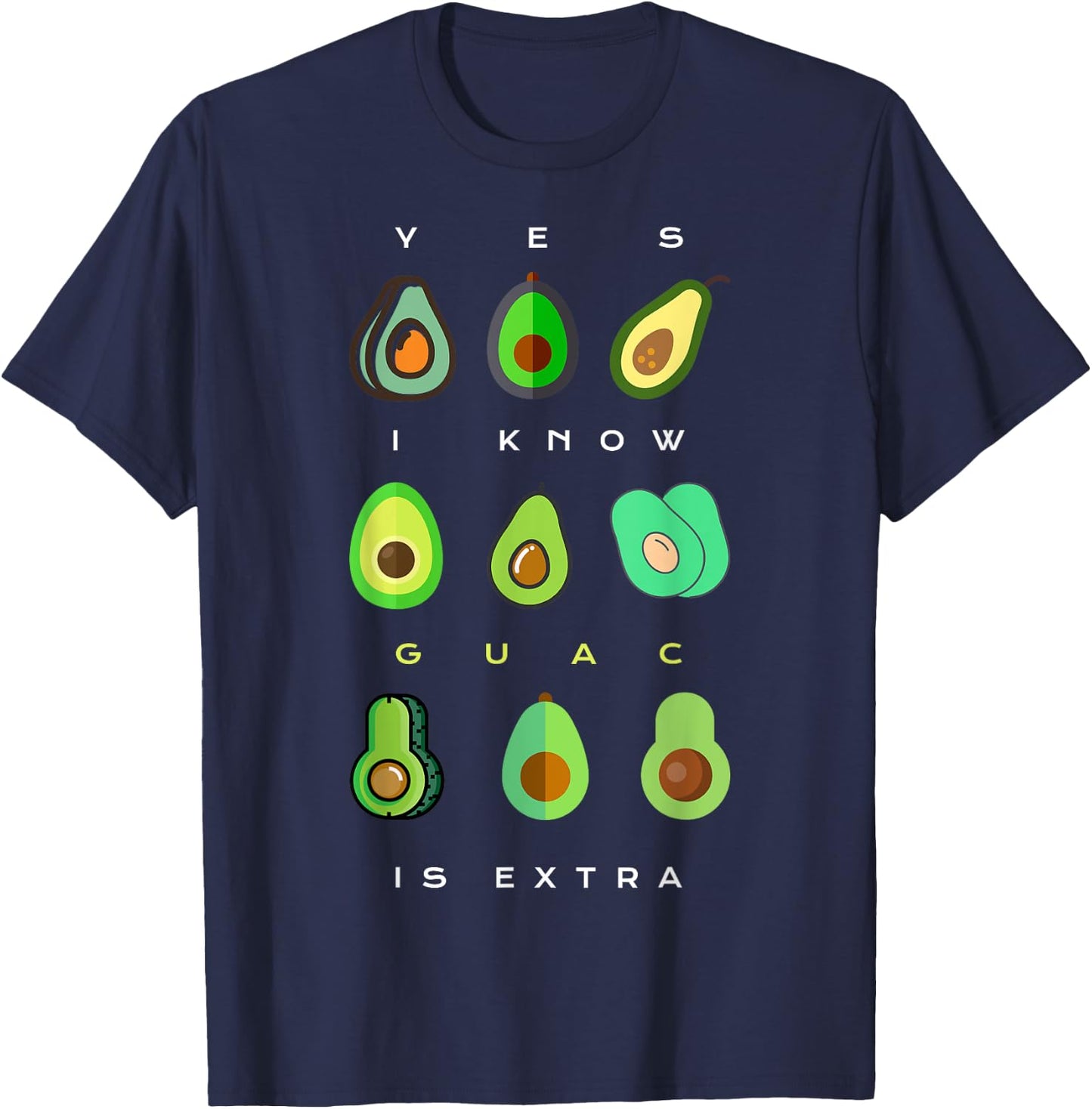 Yes I Know Guac Is Extra Funny Avocado Guacamole T-Shirt - T-Shirt | Navy