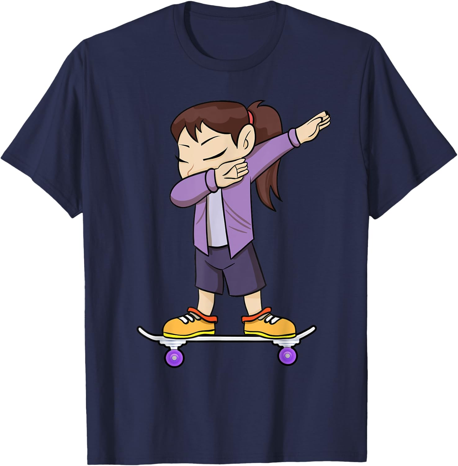 Skateboarding Teenage Girl on Skateboard Gift Skater T-Shirt - T-Shirt | Navy