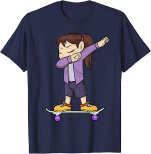 Skateboarding Teenage Girl on Skateboard Gift Skater T-Shirt - T-Shirt | Navy
