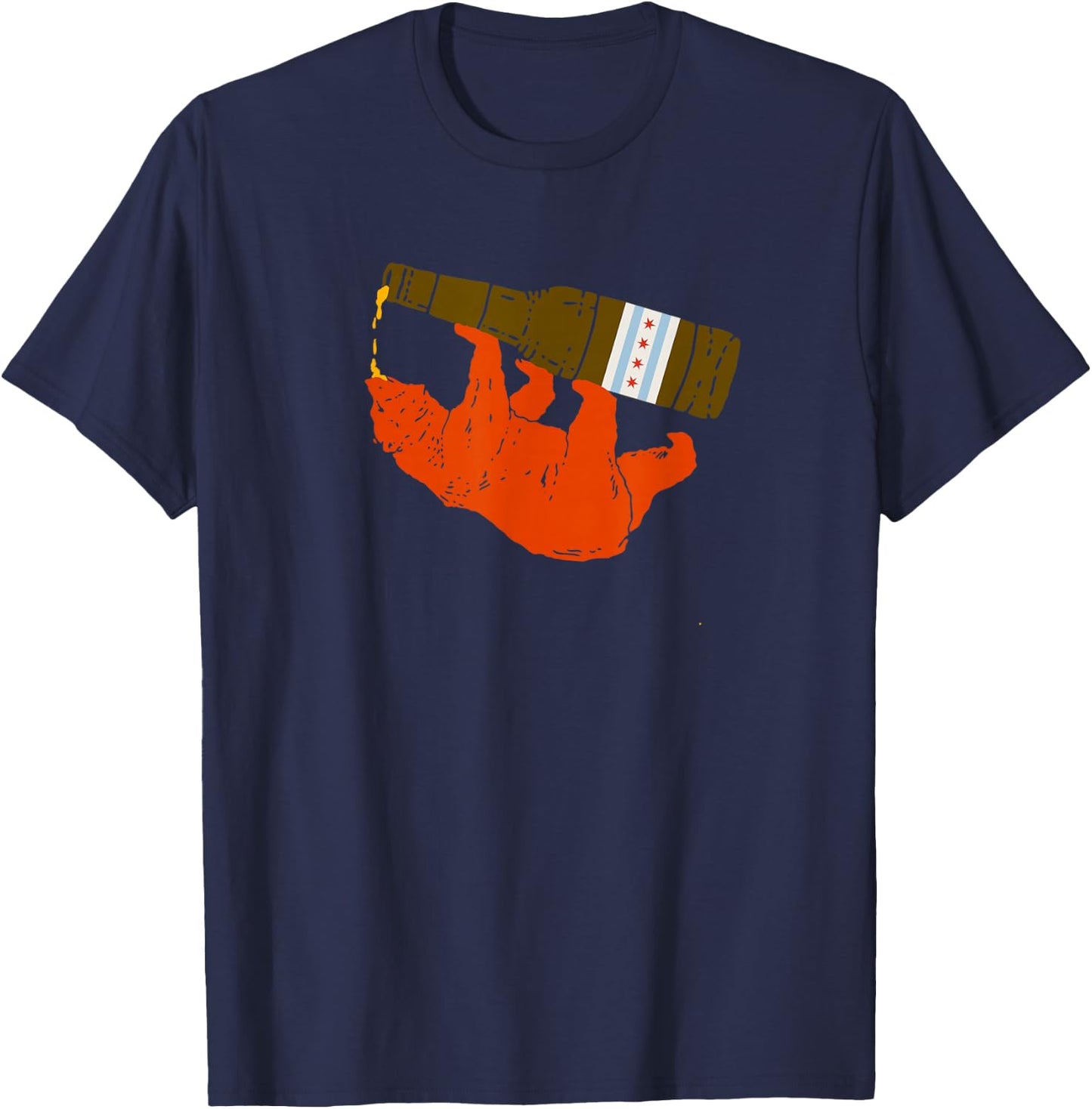 Chicago Beer Drinking Funny Drunk Orange Bear T Shirt T-Shirt - T-Shirt | Navy