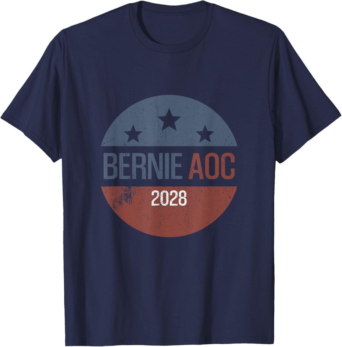 Bernie AOC 2028 Bernie Sanders Alexandria Cortez President T-Shirt - T-Shirt | Navy