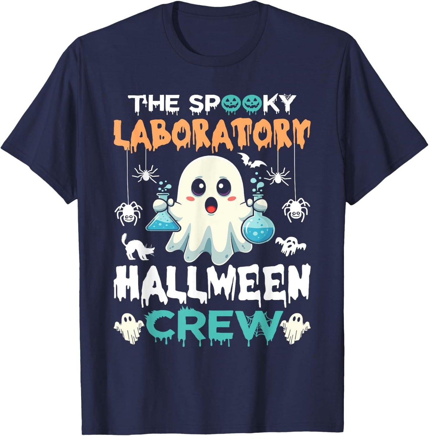 Funny Ghost The Spooky Laboratory Halloween Crew Lab Tech T-Shirt - T-Shirt | Navy