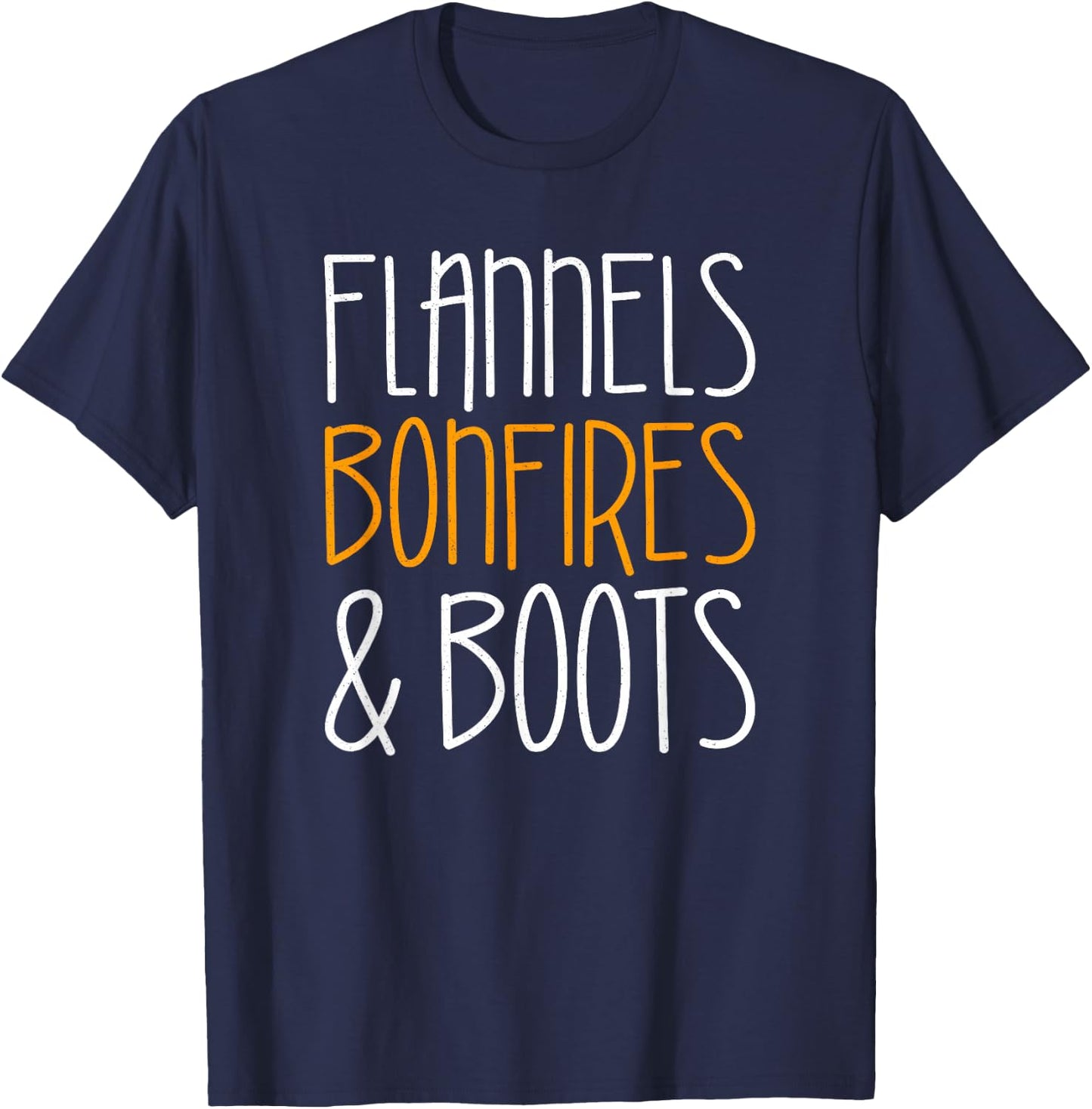Flannels Bonfires and Boots Shirt Men Women Kids Fall Season T-Shirt - T-Shirt | Navy
