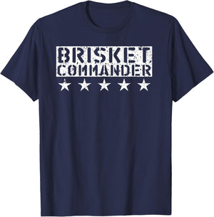 [BBQ DUDE] BRISKET COMMANDER BBQ Shirt T-Shirt - T-Shirt | Navy