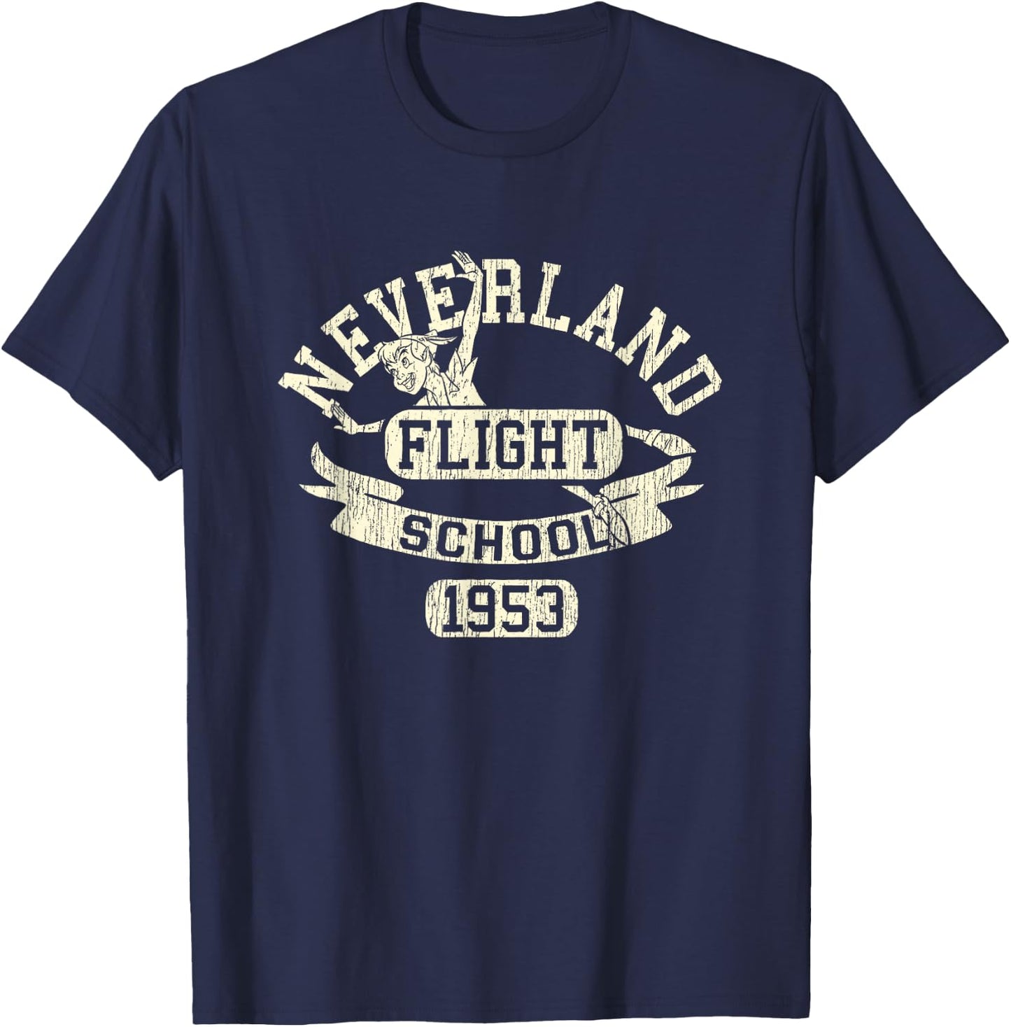 Disney Peter Pan Neverland Flight School Collegiate Retro T-Shirt - T-Shirt | Navy