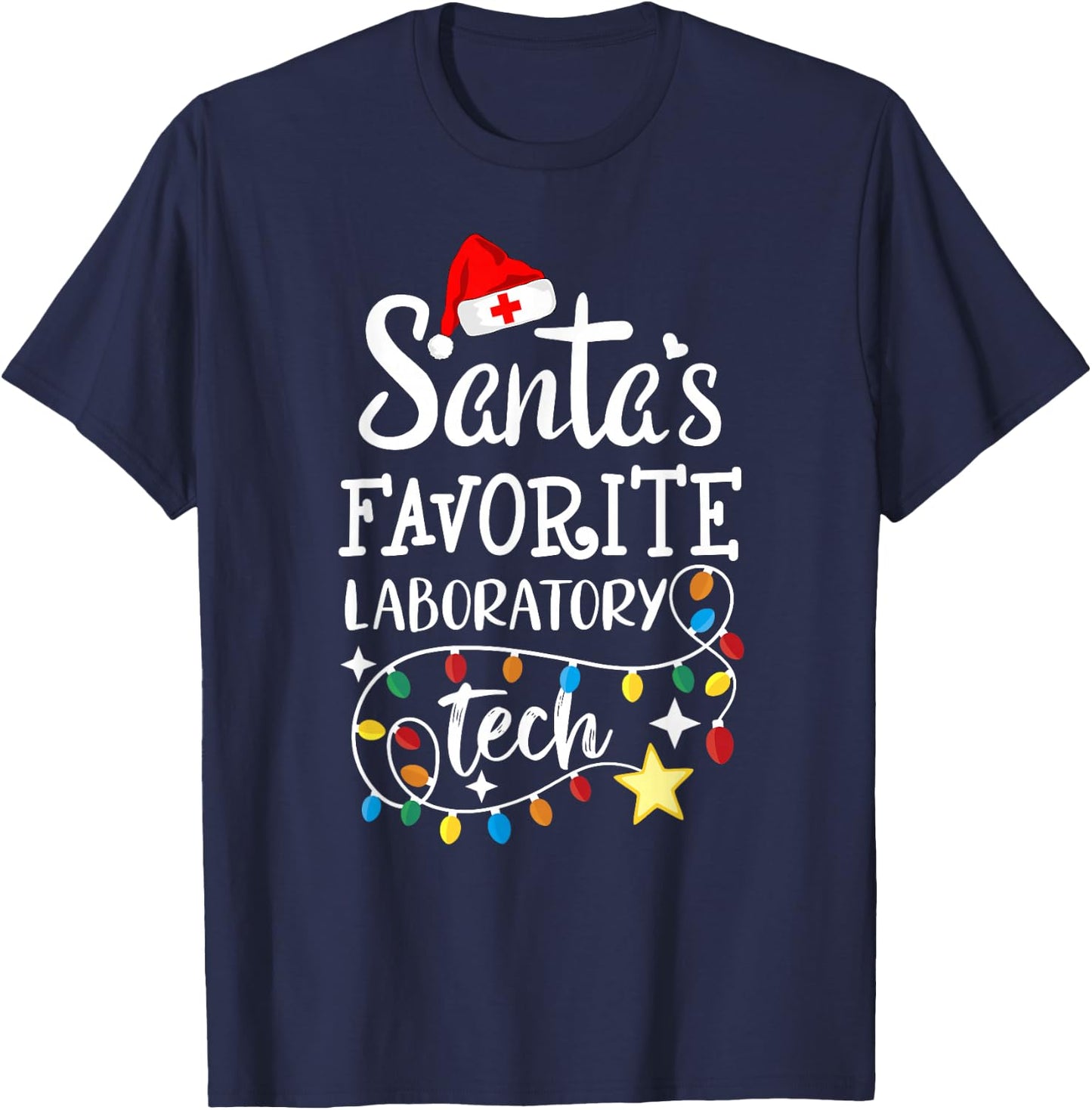 Santa's Favorite Laboratory Tech Christmas Lab Technician T-Shirt - T-Shirt | Navy